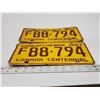 Image 2 : Pair of 1967 Centennial, Saskatchewan license plates - F 88-794