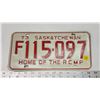 Image 1 : 1973 RCMP, Saskatchewan license plate - F 115-097