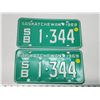 Image 1 : Pair of 1969 Saskatchewan license plates - S/B 1-344