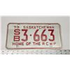 Image 1 : 1973 Saskatchewan license plate - S/B 3-663