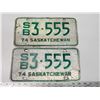 Image 1 : Pair of 1974 Saskatchewan license plates - S/B 3-555