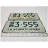 Image 2 : Pair of 1974 Saskatchewan license plates - S/B 3-555
