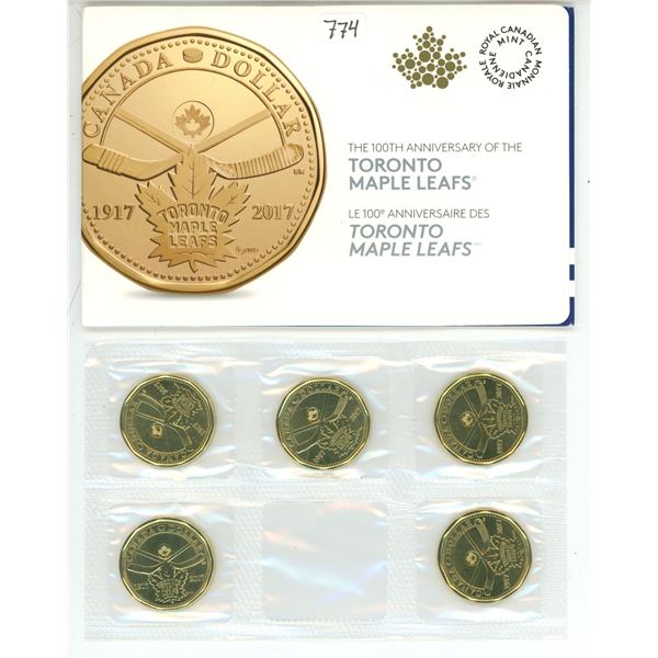 2017 100th Anniversary Of The Toronto Maple Leaf s 5 Loonie Set Unc 2017-100th-anniversary-of-the-toronto-maple-leaf-s-5-loonie-set-unc