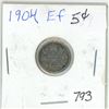 Image 1 : 1904 Canadian silver 5 cent coin