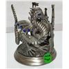 Image 1 : Pewter Dragon & Castle Candle Holder with blue rhinestone accents
