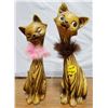 Image 1 : Antique wood grain, hand painted ceramic cats