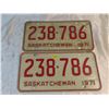 Image 1 : Matching pair 1971 Sk license plates- 238-786