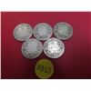 Image 1 : Lot of 5 - three 1902 1903 and 1916 silver canadian quarters