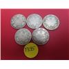 Image 1 : Lot of 5- three 1913 and two 1912 silver canadian quarters