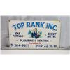 Image 1 : "Top Rank inc. Saskatoon plumbing and heating" tin sign - 30"x17"