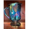 Image 1 : Beautiful, Vintage, Indiana, blue, iridescent, carnival glass pitcher, in the harvest grape pattern