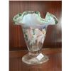 Image 2 : Beautiful, vintage, Fenton, opaline, ruffle edged, hand painted, vase