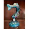 Image 1 : Beautiful, Fenton, jumping trout, carnival and slag glass, opalescent, turquoise figurine