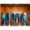 Image 1 : Collection of 5, harvest grape pattern, blue, carnival glass, tumblers