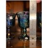 Image 3 : Collection of 4, harvest grape pattern, blue, carnival glass, goblets