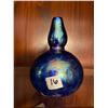 Image 1 : Vintage, signed, art glass, iridescent, blue, bud vase