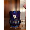 Image 2 : Beautiful, blue, carnival glass, toothpick holder