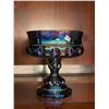 Image 1 : Vintage, Indiana, blue, carnival glass, kings crown pattern, compote/candy dish