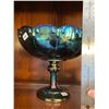 Image 2 : Vintage, Indiana, blue, carnival glass, large pedestal, tear drop pattern, compote dish