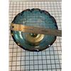 Image 3 : Vintage, Indiana, blue, carnival glass, large pedestal, tear drop pattern, compote dish