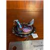 Image 1 : Vintage, carnival glass, mini, salt cellar, Boyd, hen on nest