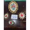 Image 2 : 4 piece lot of vintage, hand made, petite point, jewelry pieces