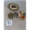 Image 1 : Petite point brooch, floral brooch, and pair of Cora earrings