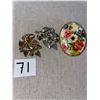 Image 3 : Petite point brooch, floral brooch, and pair of Cora earrings