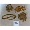 Image 2 : 4 piece lot of vintage, gold toned brooches