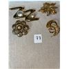 Image 2 : 4 piece lot of vintage, gold toned brooches