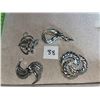 Image 1 : 4 piece lot of silver toned, vintage brooches
