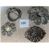 Image 2 : 4 piece lot of silver toned, vintage brooches