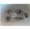 Image 2 : 5 piece lot of silver toned, vintage, brooches