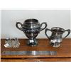 Image 1 : Silver plated, vintage pieces. Salt and pepper shakers have sterling tops, and are crystal