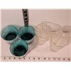Image 2 : Federal glass, iridescent, Yorktown thumb print tumblers. Mid century green glasses.