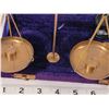 Image 3 : Vintage portable brass weigh scale in purple velvet case. India