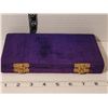 Image 6 : Vintage portable brass weigh scale in purple velvet case. India