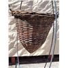 Image 3 : Folding metal plant hanger with woven willow basket.