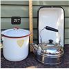 Image 1 : Vintage enamelware & Kettle.