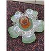 Image 2 : Garden decor. Handmade glass bird bath & fence flower.