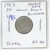 Image 1 : 1953 Shoulder Fold Double Date Diving Bluenose Canadian Silver 10 Cents. EF-40. Scarce.