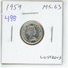 Image 1 : 1959 Canadian Silver 10 Cents. MS-63. Lustrous.