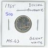 Image 1 : 1965 Diving Bluenose Canadian Silver 10 Cents. Rotated Die. MS-63. Bright White.