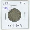 Image 1 : 1921 Canadian Silver 25 Cents. Key Date. Mintage of 597,337. G-6.
