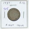 Image 1 : 1937 Canadian Silver 25 Cents. First issue of King George VI. F-12.