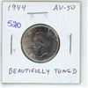 Image 1 : 1944 Canadian Silver 25 Cents. AU-50. Beautifully Toned.