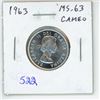 Image 1 : 1963 Canadian Silver 25 Cents. MS-63 with Cameo.