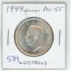 Image 1 : 1944 Canadian Silver 50 Cents. World War II issue. AU-55. Lustrous.