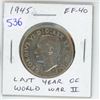 Image 1 : 1945 Canadian Silver 50 Cents. Issued during the last year of World War II. EF-40.