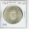 Image 1 : 1964 Canadian Silver Dollar. MS-63. Lustrous.